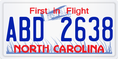 NC license plate ABD2638