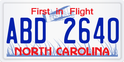 NC license plate ABD2640