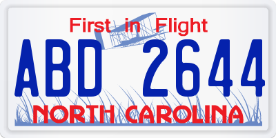 NC license plate ABD2644
