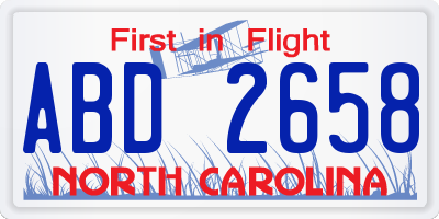 NC license plate ABD2658