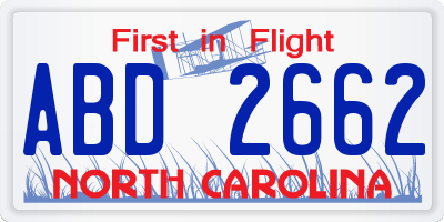 NC license plate ABD2662