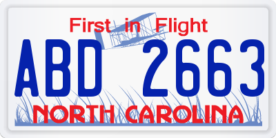 NC license plate ABD2663
