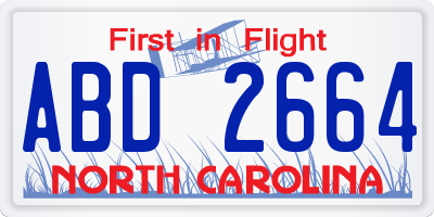 NC license plate ABD2664