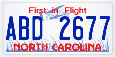 NC license plate ABD2677