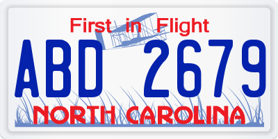 NC license plate ABD2679