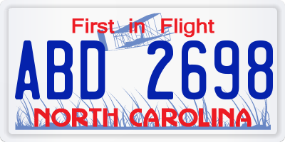 NC license plate ABD2698