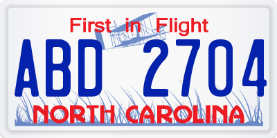 NC license plate ABD2704