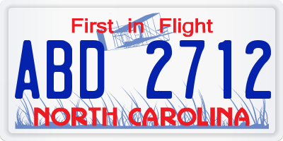 NC license plate ABD2712