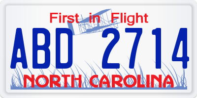 NC license plate ABD2714