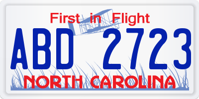 NC license plate ABD2723