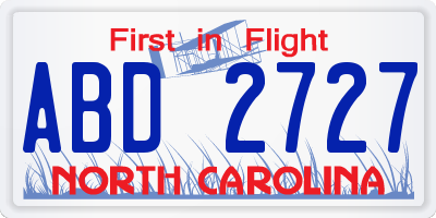 NC license plate ABD2727