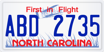 NC license plate ABD2735