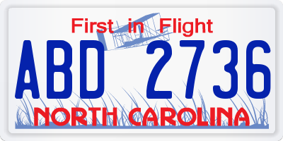 NC license plate ABD2736