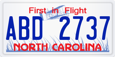 NC license plate ABD2737