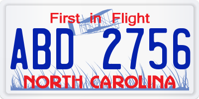 NC license plate ABD2756