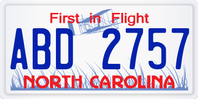 NC license plate ABD2757