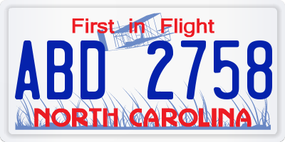 NC license plate ABD2758