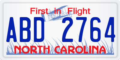 NC license plate ABD2764