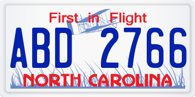 NC license plate ABD2766