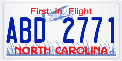 NC license plate ABD2771