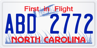 NC license plate ABD2772