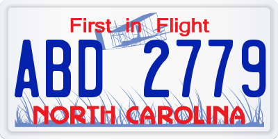 NC license plate ABD2779