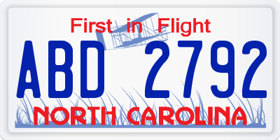 NC license plate ABD2792