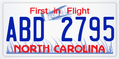NC license plate ABD2795
