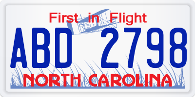 NC license plate ABD2798