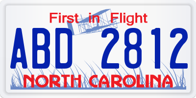 NC license plate ABD2812