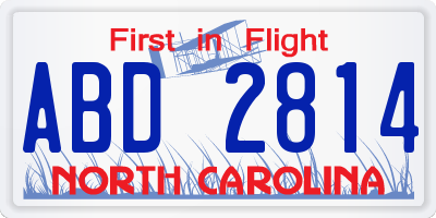 NC license plate ABD2814