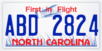 NC license plate ABD2824