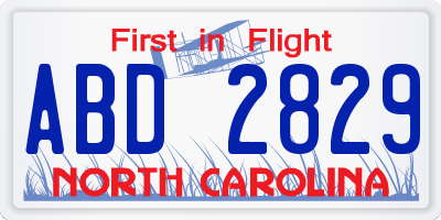 NC license plate ABD2829