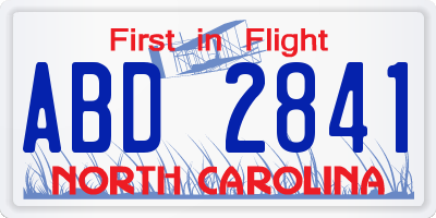 NC license plate ABD2841
