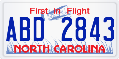 NC license plate ABD2843