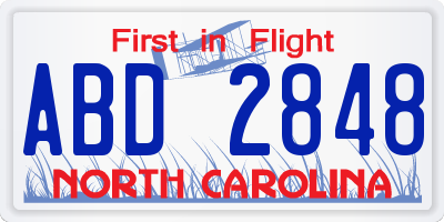 NC license plate ABD2848