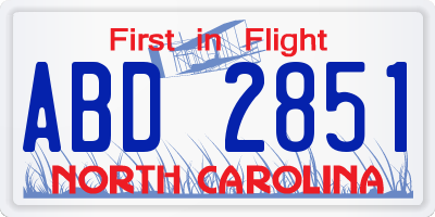 NC license plate ABD2851
