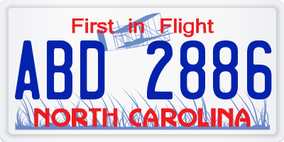 NC license plate ABD2886