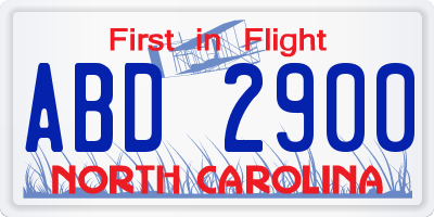 NC license plate ABD2900
