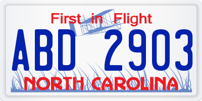 NC license plate ABD2903