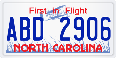 NC license plate ABD2906