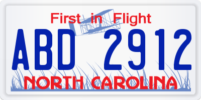 NC license plate ABD2912
