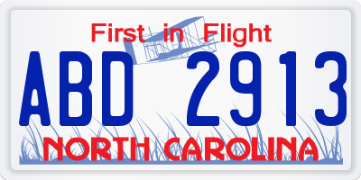 NC license plate ABD2913