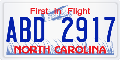 NC license plate ABD2917