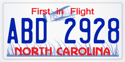 NC license plate ABD2928