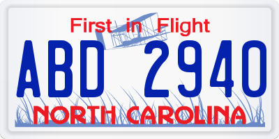 NC license plate ABD2940