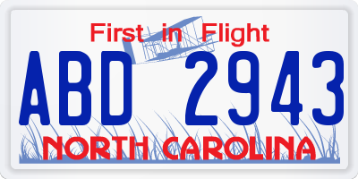 NC license plate ABD2943