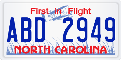 NC license plate ABD2949