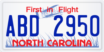NC license plate ABD2950