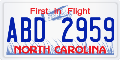 NC license plate ABD2959